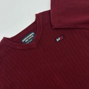 Abercrombie Fitch Mens Burgundy Ribbed V Neck Sweater A F92 XL Cotton Acrylic